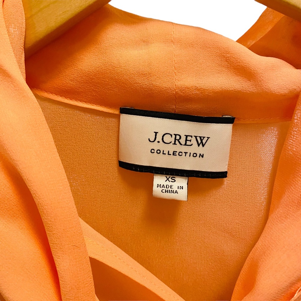 J. Crew Collection Salmon Tie-neck Silk Chiffon Top - Picture 4 of 7